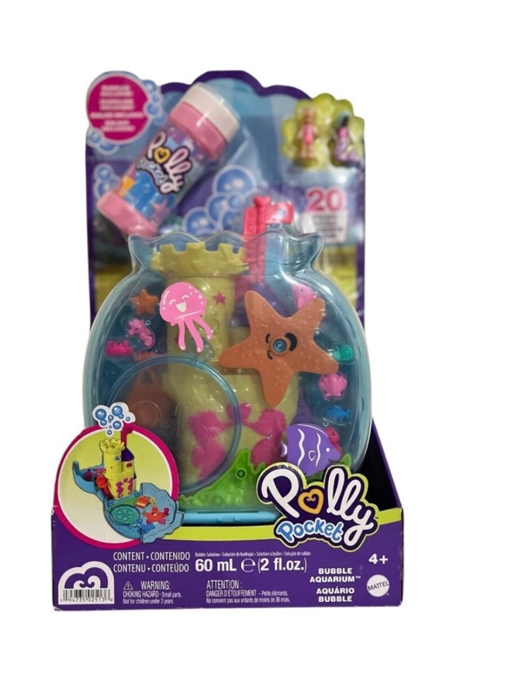 Polly Pocket Bubble Aquarium Playset with 20 Pieces & Bubbles included NEW
